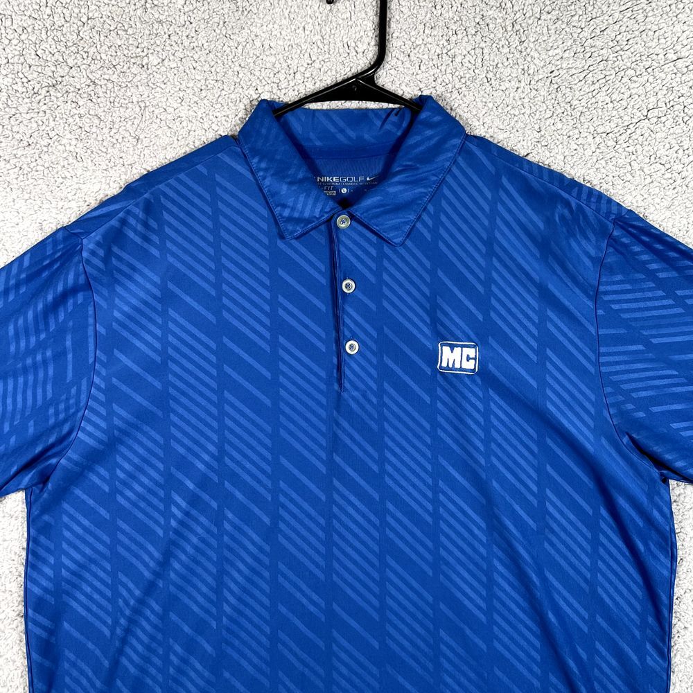 Nike Polo Shirt Mens Large Blue Active Golf Short Sleeve Performance Stretch - Picture 2 of 16